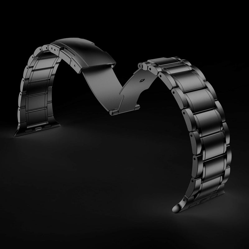 BaiHui سوار بايهوى من التيتانيوم متوافق مع سوار آبل 49 مم 45 مم 44 مم 42 مم للرجال، سوار معدني من التيتانيوم بديل لساعات ألترا و SE و السلسلة 8 7 6 SE 5 4 3 2، أسود - Image 5